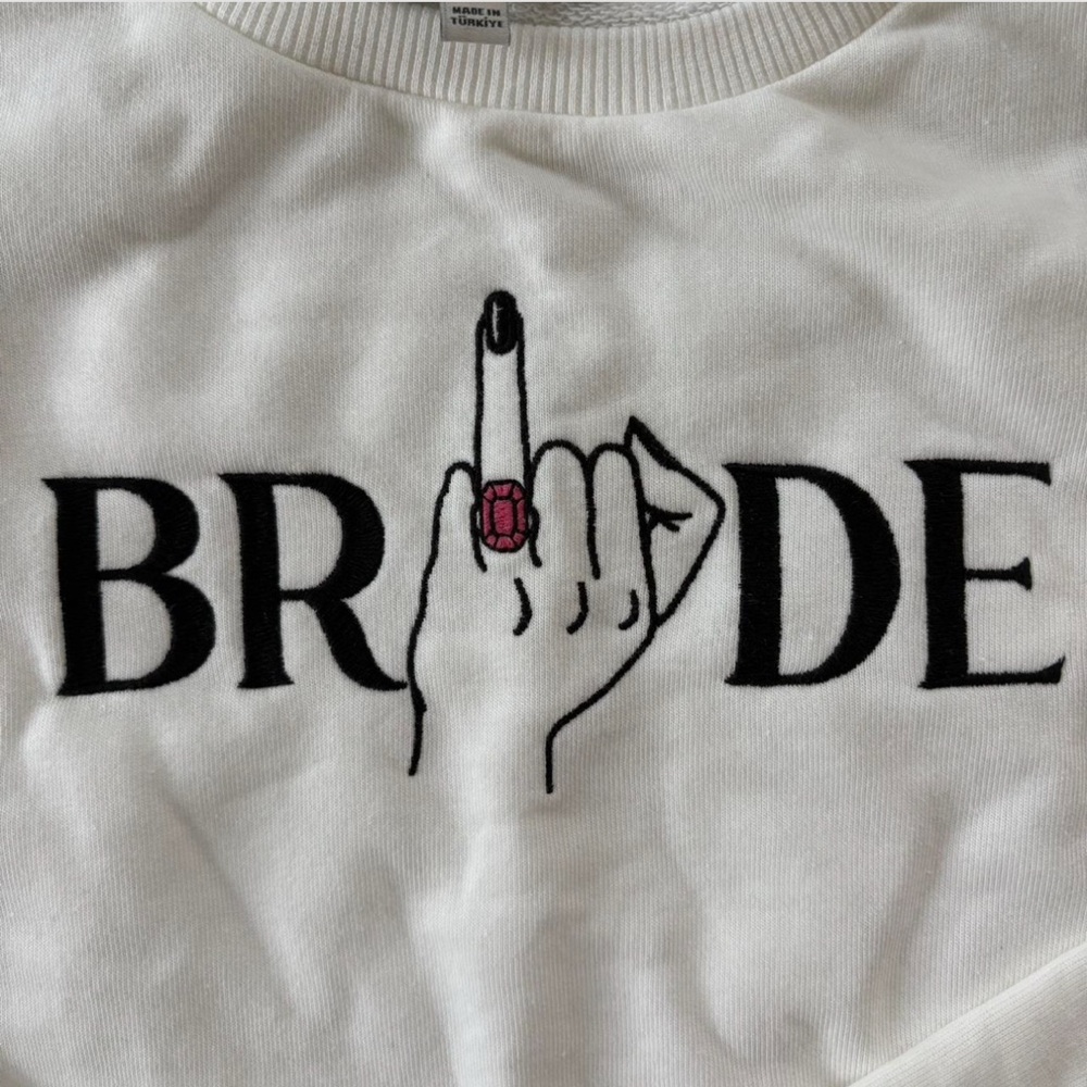 White 'Bride' Graphic Sweater